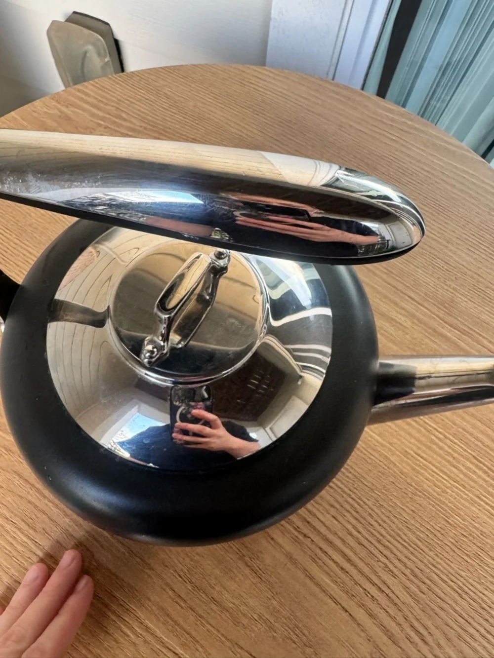 ALL CLAD Teakettle with Chrome Handle Charcoal Grey Whistling